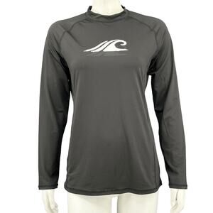 TSLA Top Womens Medium Black Rashguard Swim UPF 50+ Long Sleeves Beach Surf